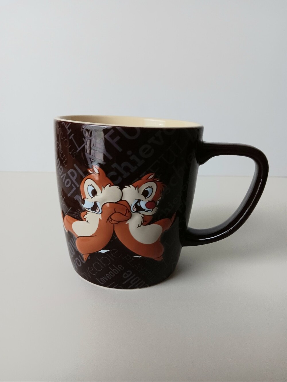 Disney Chip & Dale Love Play Brown Mug Ceramic Embossed 3D